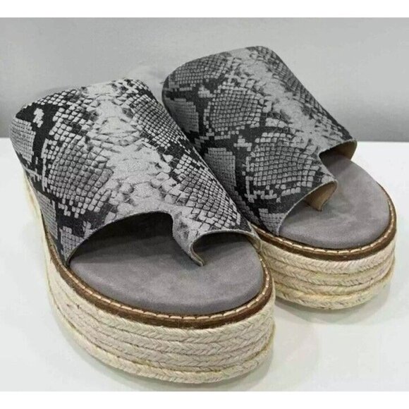 Diba True Demi Chase Snake Print Gray Wedge Sandal Espadrille New In Box Size 8 - Picture 1 of 9